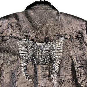Kashani LUX Jet Black Raw Cut Alligator Lambskin Bomber Jacket - Dudes Boutique