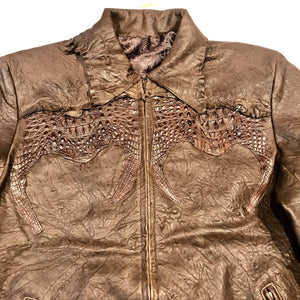 Kashani LUX Chocolate Raw Cut Alligator Lambskin Bomber Jacket - Dudes Boutique