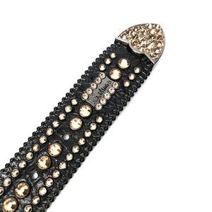 b.b. Simon Black Gold Crown Crystal Belt - Dudes Boutique