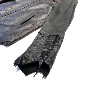 Kashani LUX Jet Black Raw Cut Alligator Lambskin Bomber Jacket - Dudes Boutique