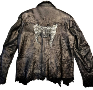 Kashani LUX Jet Black Raw Cut Alligator Lambskin Bomber Jacket - Dudes Boutique
