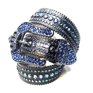 b.b. Simon "Blue Black Crown" Fully Loaded Crystal Belt - Dudes Boutique
