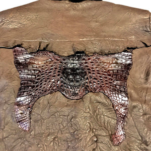 Kashani LUX Chocolate Raw Cut Alligator Lambskin Bomber Jacket - Dudes Boutique