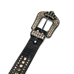 b.b. Simon Black Gold Crown Crystal Belt - Dudes Boutique