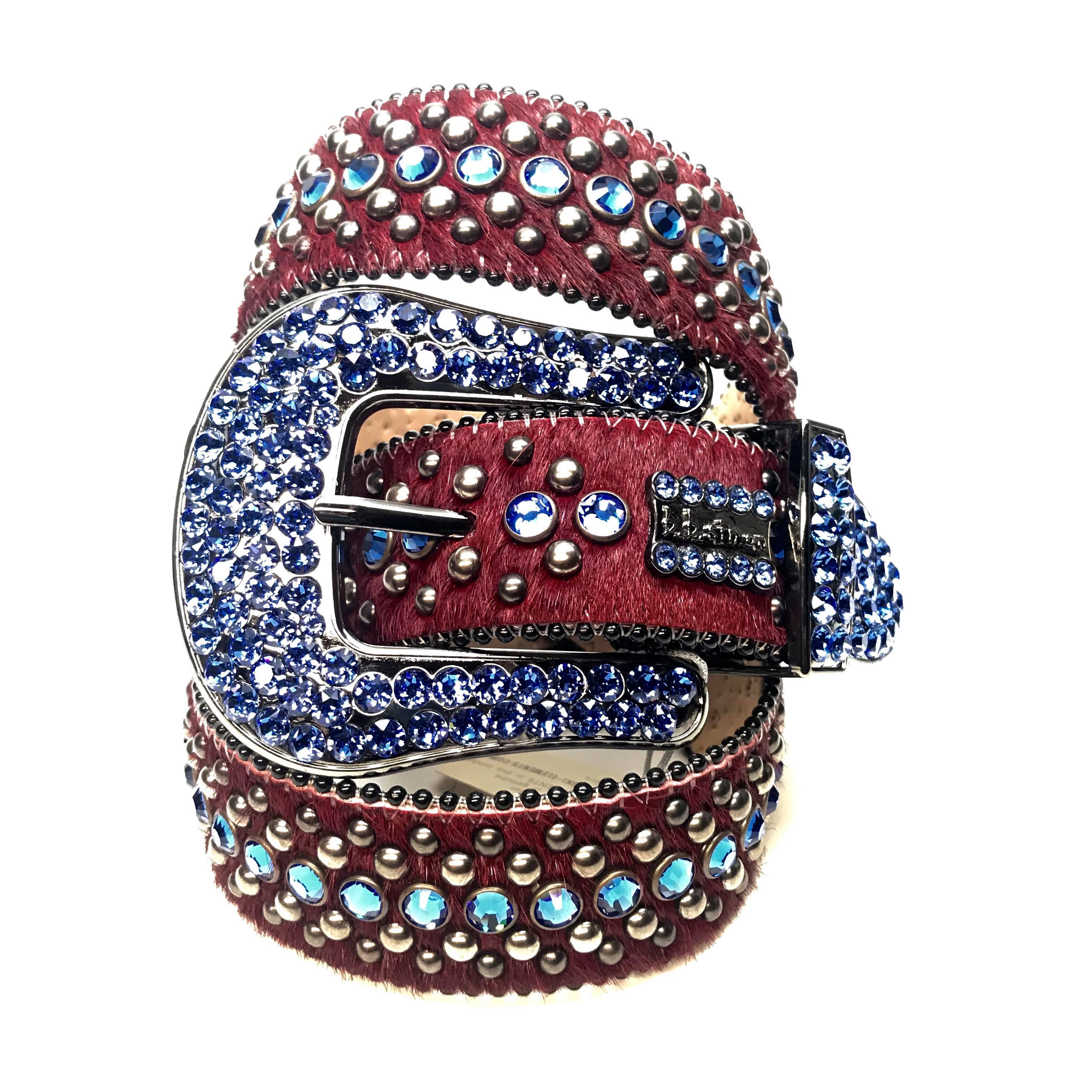 b.b. Simon Red Blue Two Tone Pony Crystal Belt - Dudes Boutique