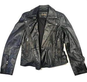 Scully Ladies Studded Spike Lambskin Biker Jacket - Dudes Boutique