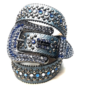 b.b. Simon Sea Blue Two Tone Crystal Belt - Dudes Boutique
