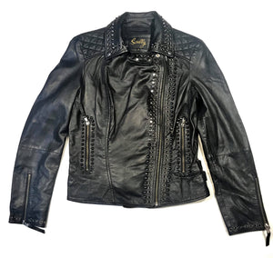 Scully Ladies Studded Spike Lambskin Biker Jacket - Dudes Boutique