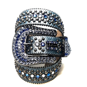 b.b. Simon Sea Blue Two Tone Crystal Belt - Dudes Boutique