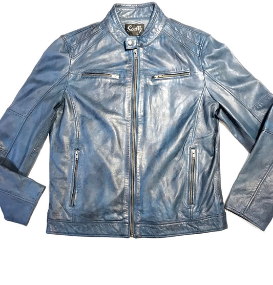 Scully western ocean blue lambskin jacket