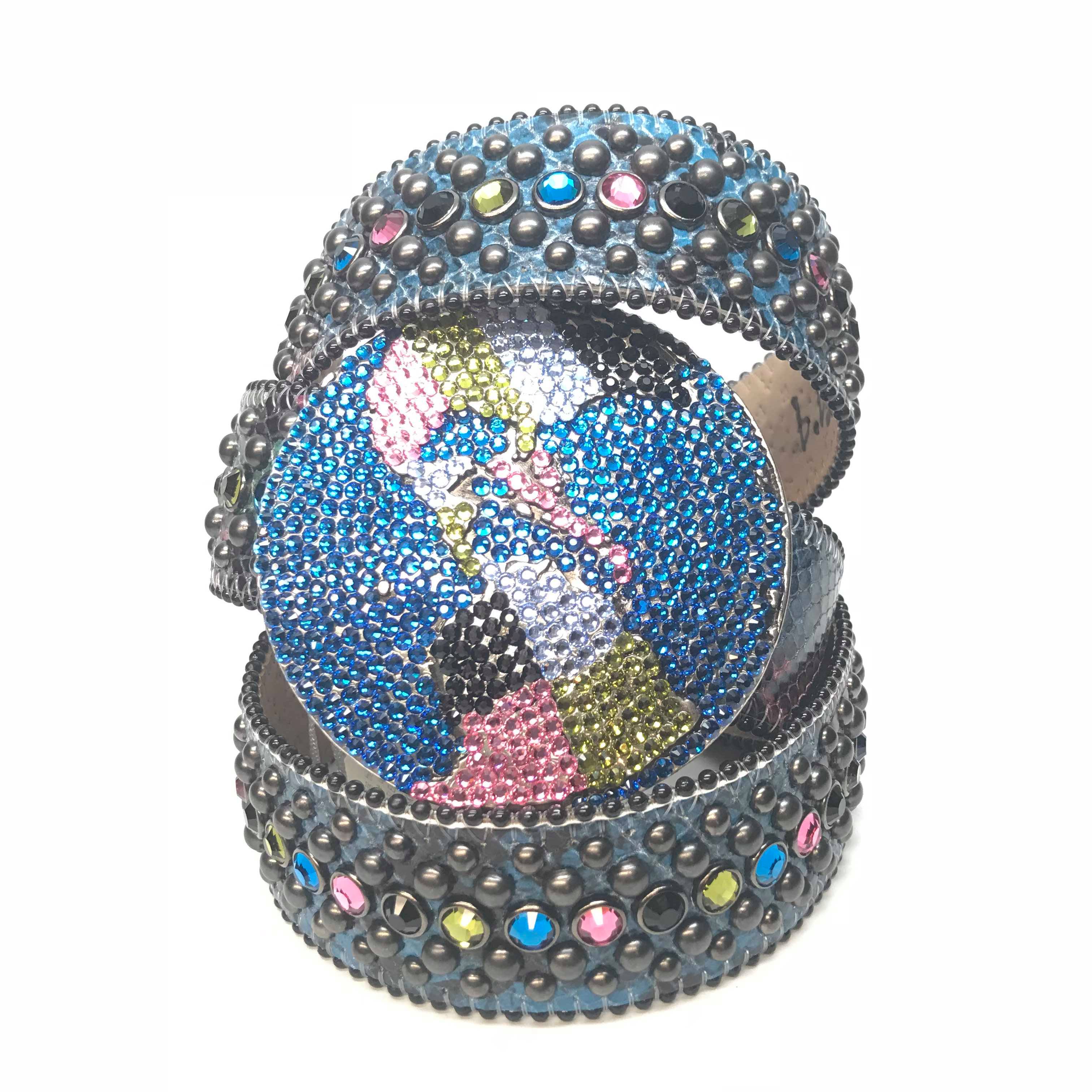 b.b. Simon Globe Python Fully Loaded Crystal Belt - Dudes Boutique
