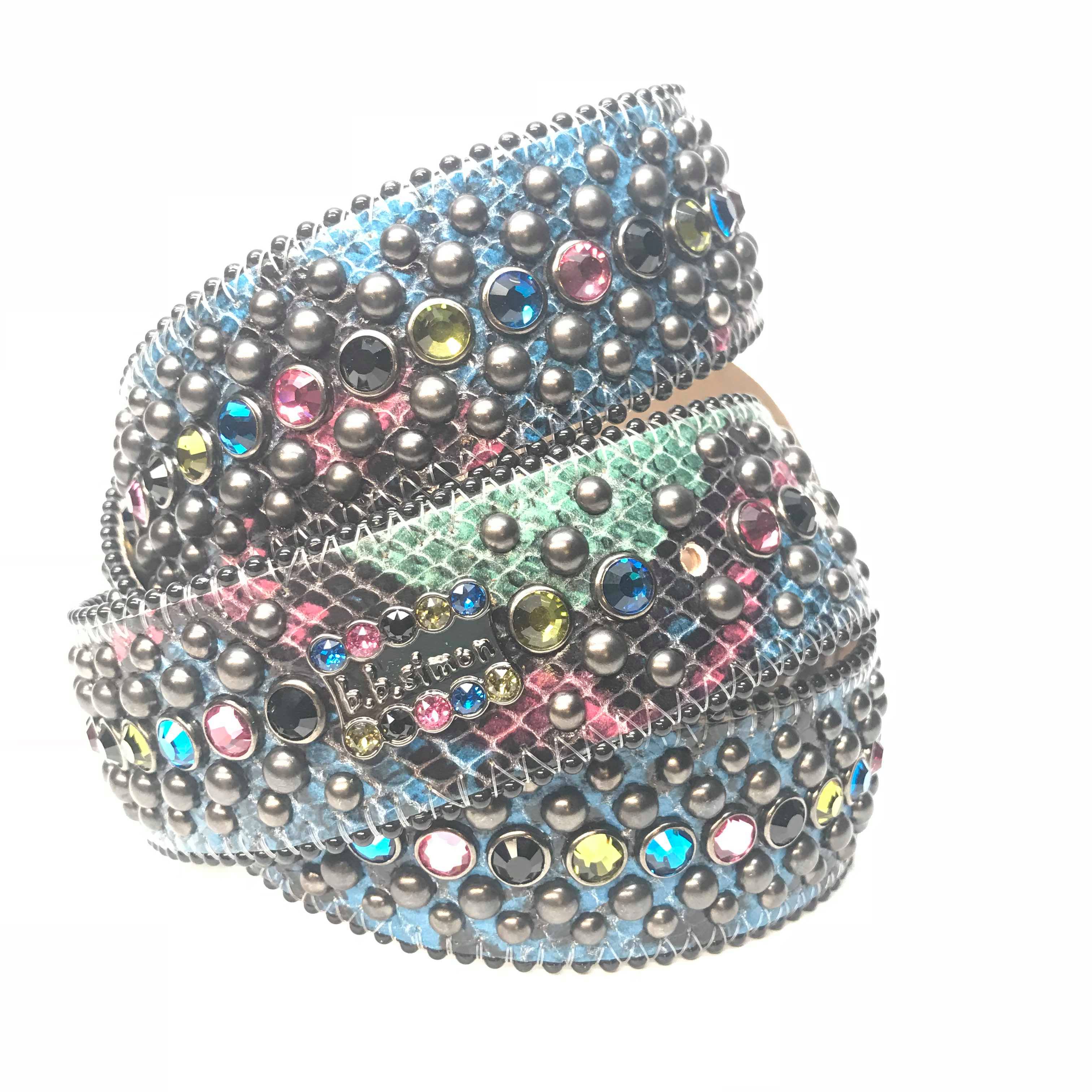 b.b. Simon Globe Python Fully Loaded Crystal Belt - Dudes Boutique