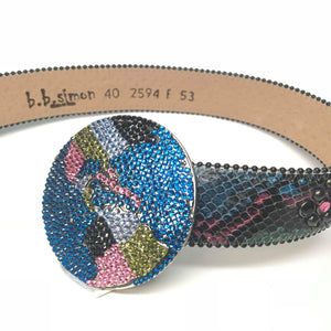 b.b. Simon Globe Python Fully Loaded Crystal Belt - Dudes Boutique