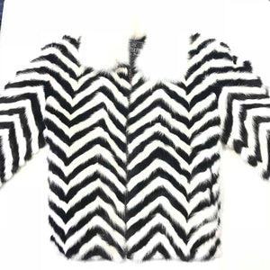 Kashani Men's 'Domino' White/Black Mink Tail Fur Coat - Dudes Boutique