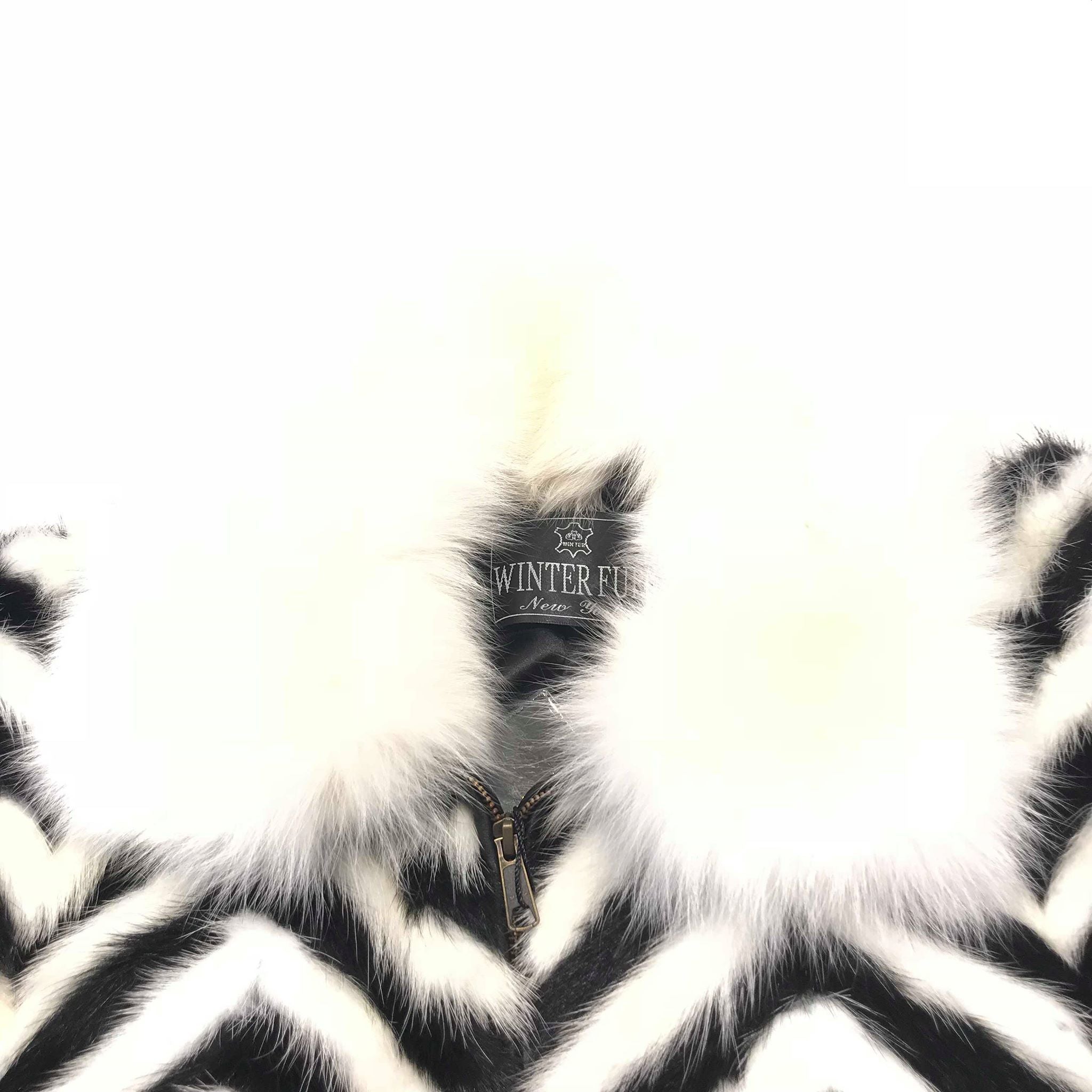 Kashani Men's 'Domino' White/Black Mink Tail Fur Coat - Dudes Boutique