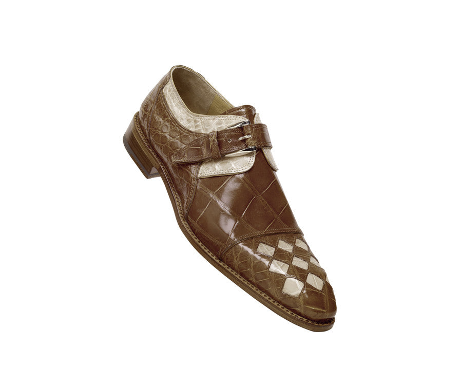 Mauri - 4206 Tribute Two Tone Alligator Monk Strap Dress Shoe 12 / Brown