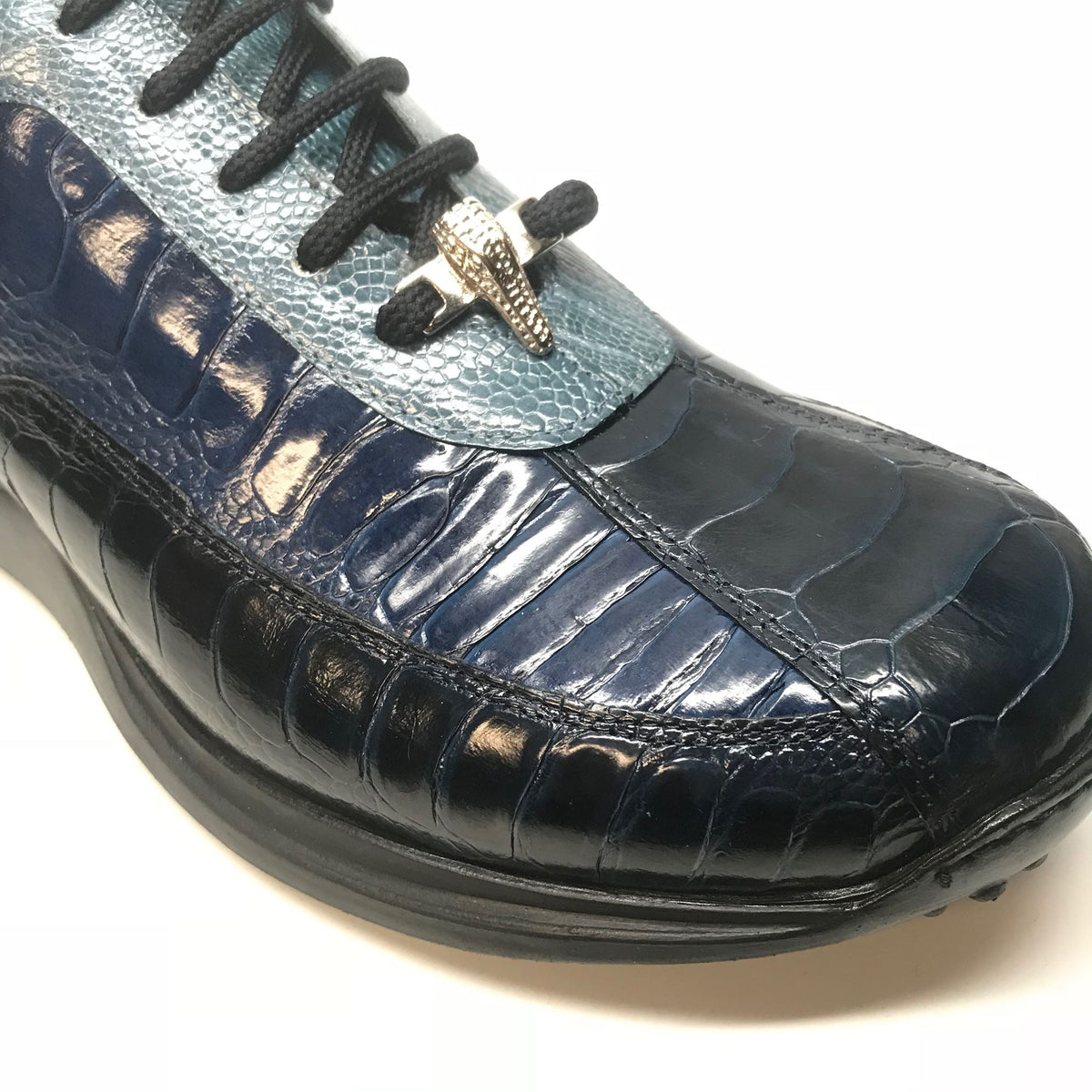Mauri 8727 Navy Three tone Ostrich Leg Sneakers - Dudes Boutique