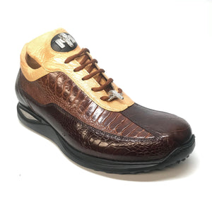 Mauri 8727 Brown Caramel Three-tone Ostrich Leg Sneakers - Dudes Boutique