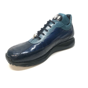 Mauri 8727 Navy Three tone Ostrich Leg Sneakers - Dudes Boutique