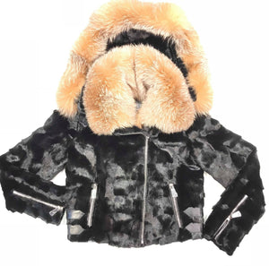 Kashani Mink Oversized Fox Fur Collar Coat - Dudes Boutique