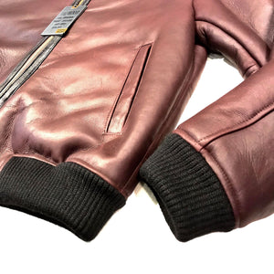 Kashani Burgundy Mouton Shearling Flight Jacket - Dudes Boutique