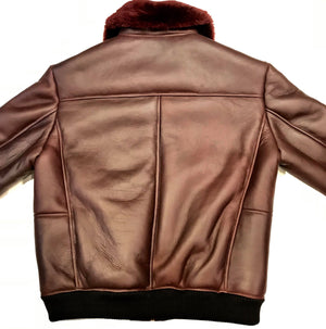 Kashani Burgundy Mouton Shearling Flight Jacket - Dudes Boutique