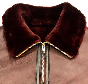 Kashani Burgundy Mouton Shearling Flight Jacket - Dudes Boutique