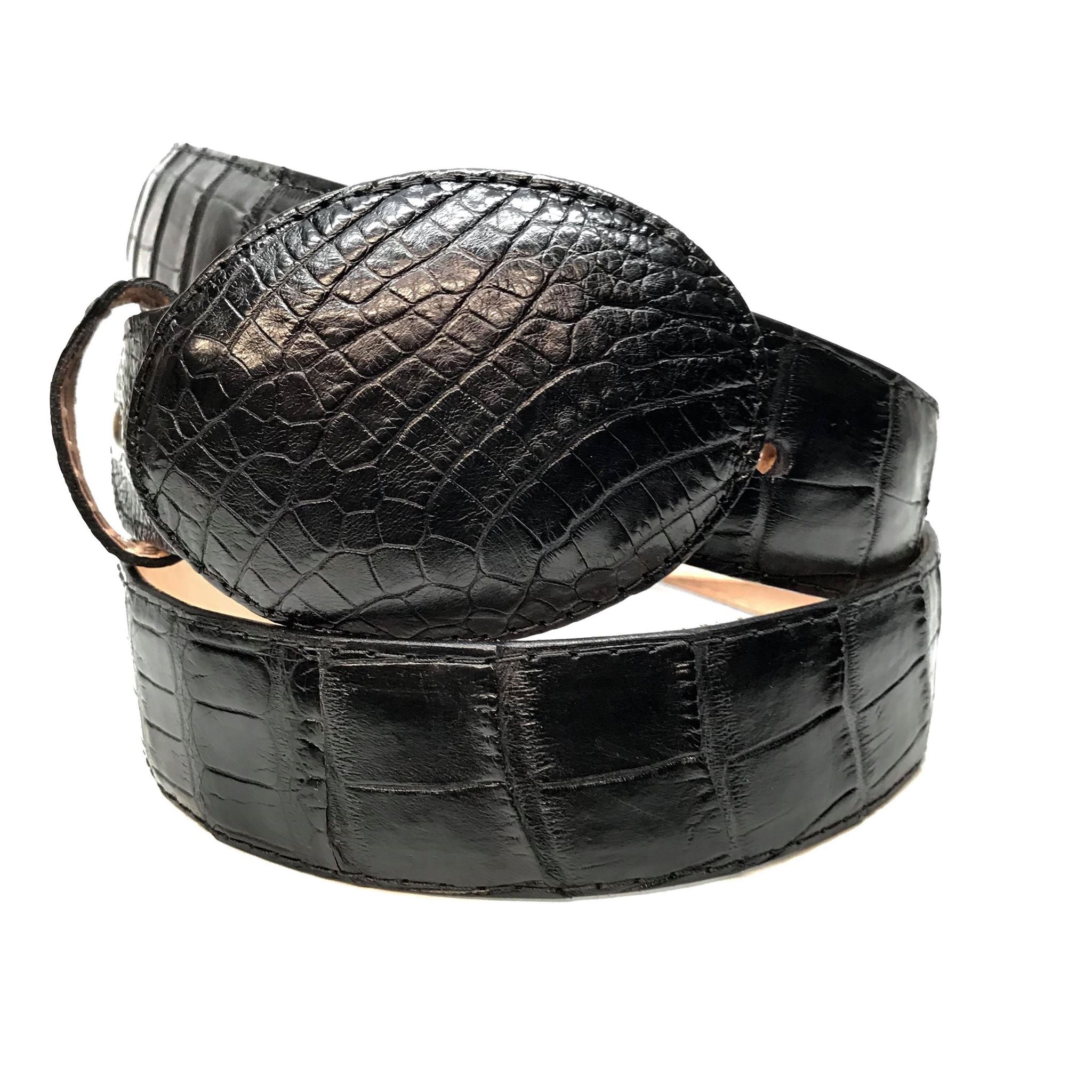 Safari Black Alligator Belly Belt - Dudes Boutique