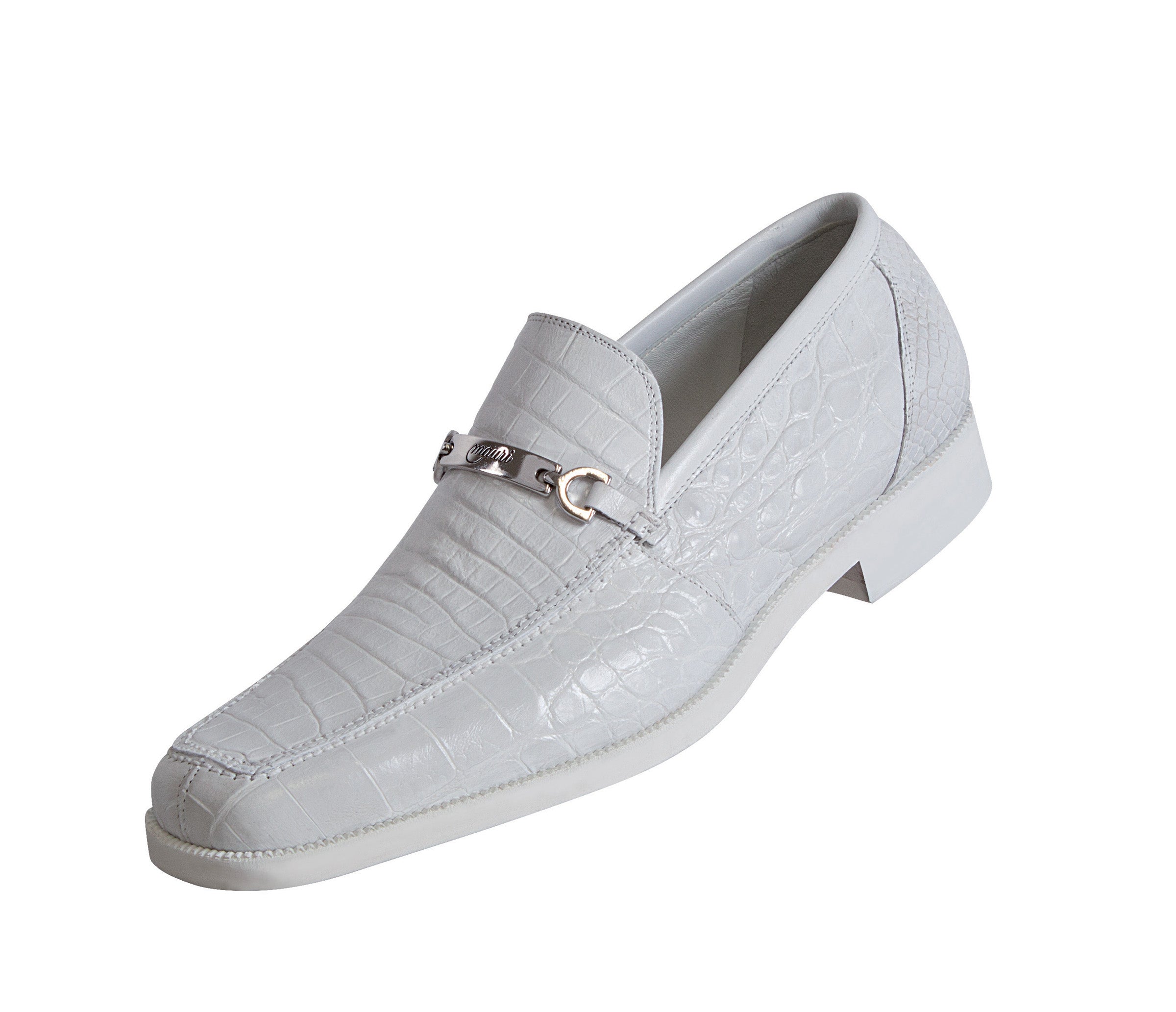 Mauri 4692 White All Over Alligator Formal Loafers 12 / White Mauri 4692 White All Over Alligator Formal Loafers 12 / White
