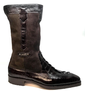 Mauri "Masculine" 2842 Brown Alligator/Ostrich Leg Dress Boots - Dudes Boutique
