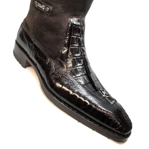 Mauri "Masculine" 2842 Brown Alligator/Ostrich Leg Dress Boots - Dudes Boutique