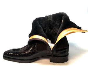 Mauri "Masculine" 2842 Brown Alligator/Ostrich Leg Dress Boots - Dudes Boutique