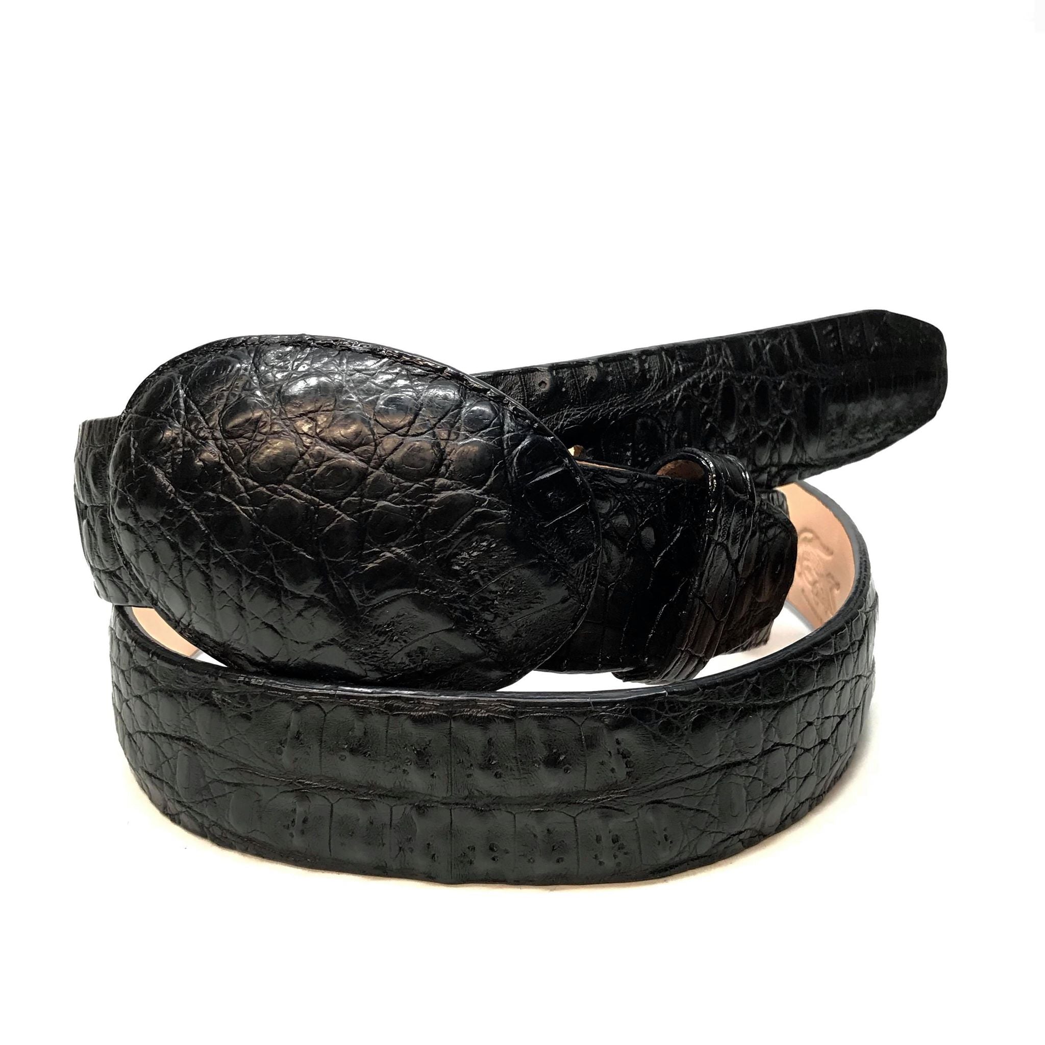 Los Altos Black Hornback Crocodile Belt - Dudes Boutique