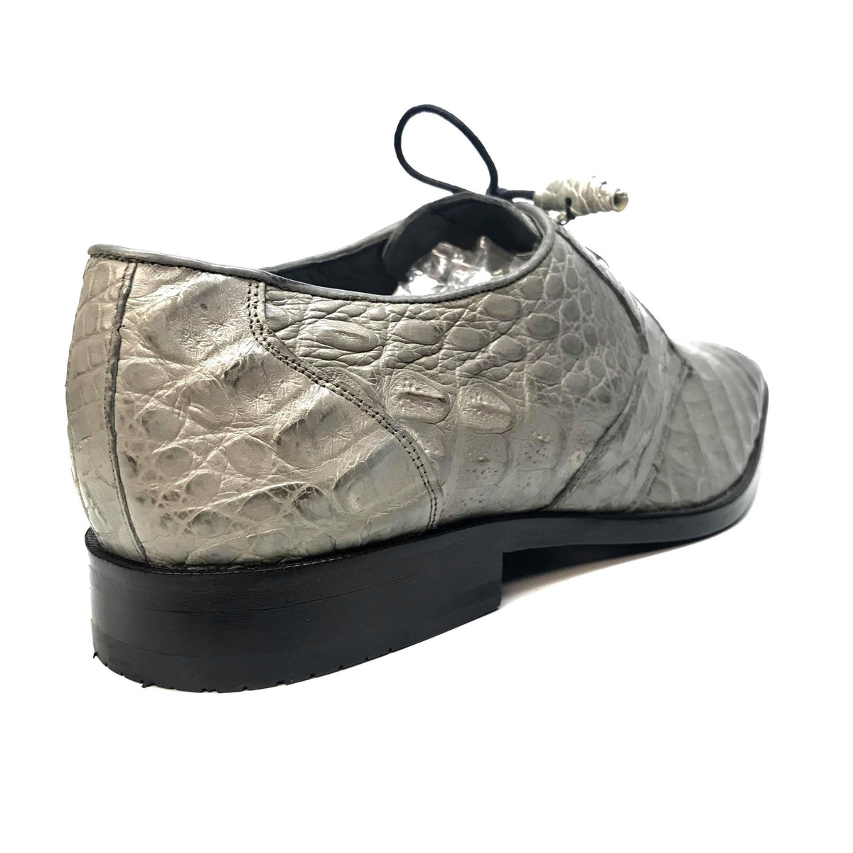 Los Altos Gray All-Over Crocodile Lace Up Dress Shoes - Dudes Boutique