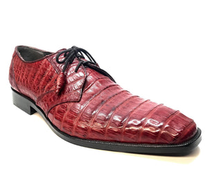Los Altos Wine Burgundy All-Over Crocodile Lace Up Dress Shoes - Dudes Boutique