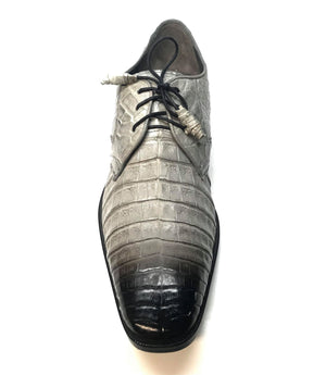Los Altos Gray All-Over Crocodile Lace Up Dress Shoes - Dudes Boutique