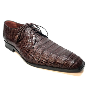 Los Altos Brown All-Over Crocodile Lace Up Dress Shoes - Dudes Boutique
