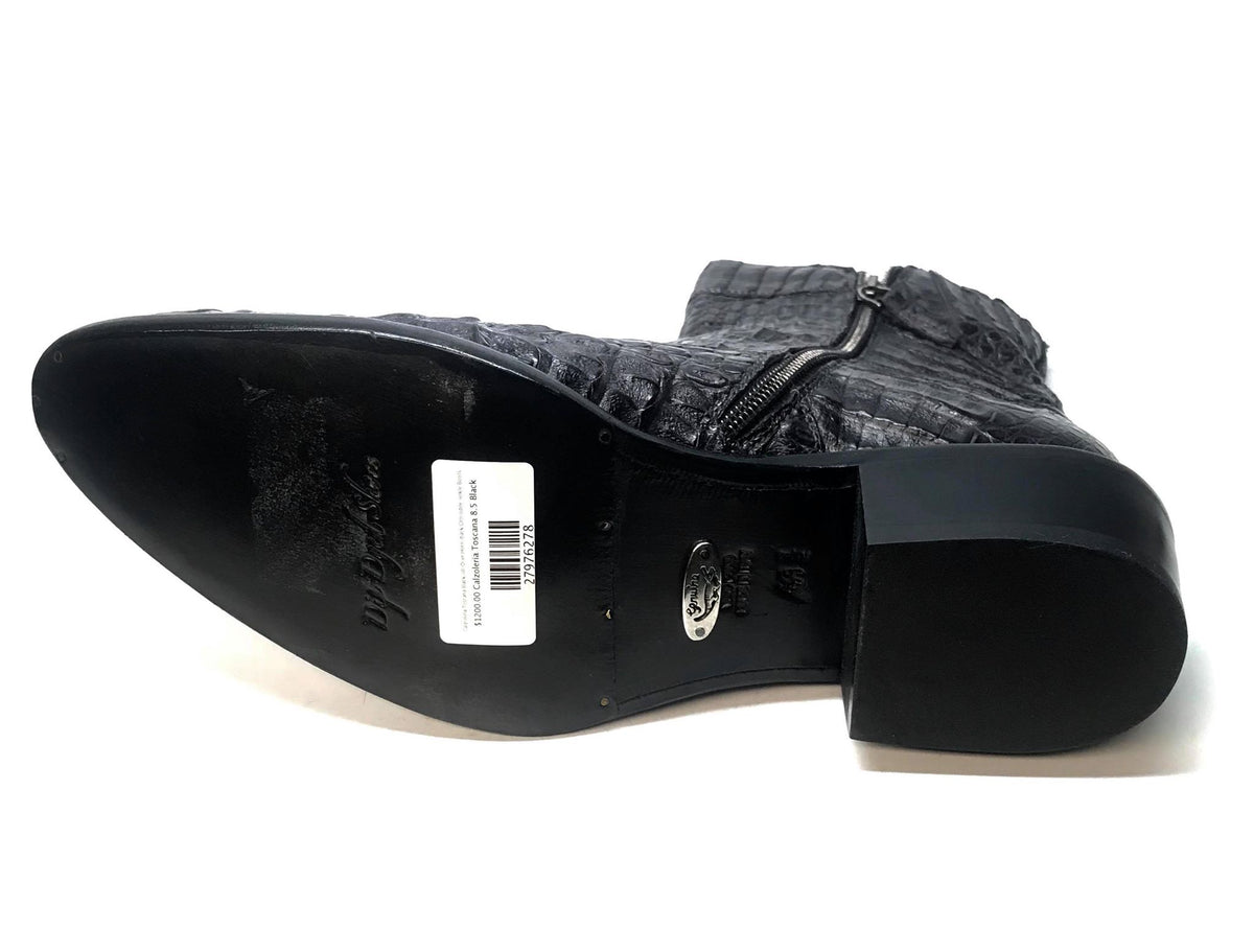 Calzoleria Toscana Black Full Hornback Alligator Ankle Boots - Dudes Boutique