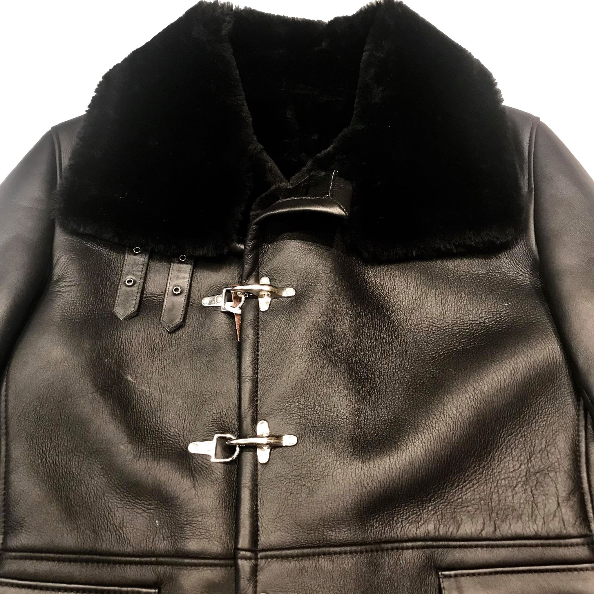 Kashani Black Duffel Long Trench Shearling Coat - Dudes Boutique