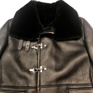 Kashani Black Duffel Long Trench Shearling Coat - Dudes Boutique