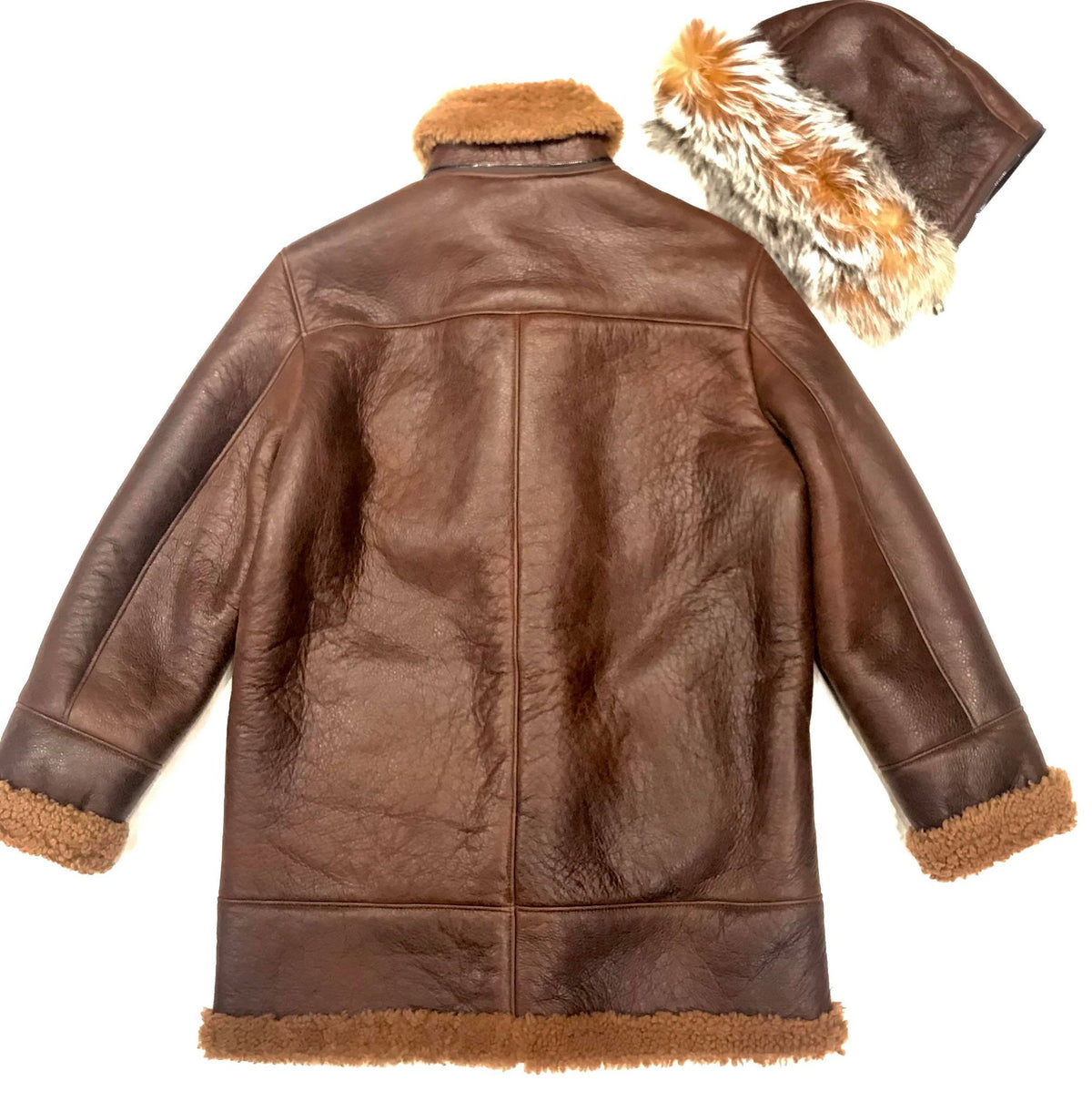 Kashani Chocolate Duffel Fox Hooded Shearling Jacket - Dudes Boutique