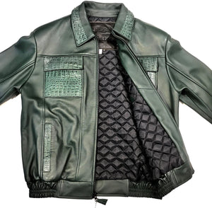 Kashani Forest Green Horn-Back Bomber Jacket - Dudes Boutique