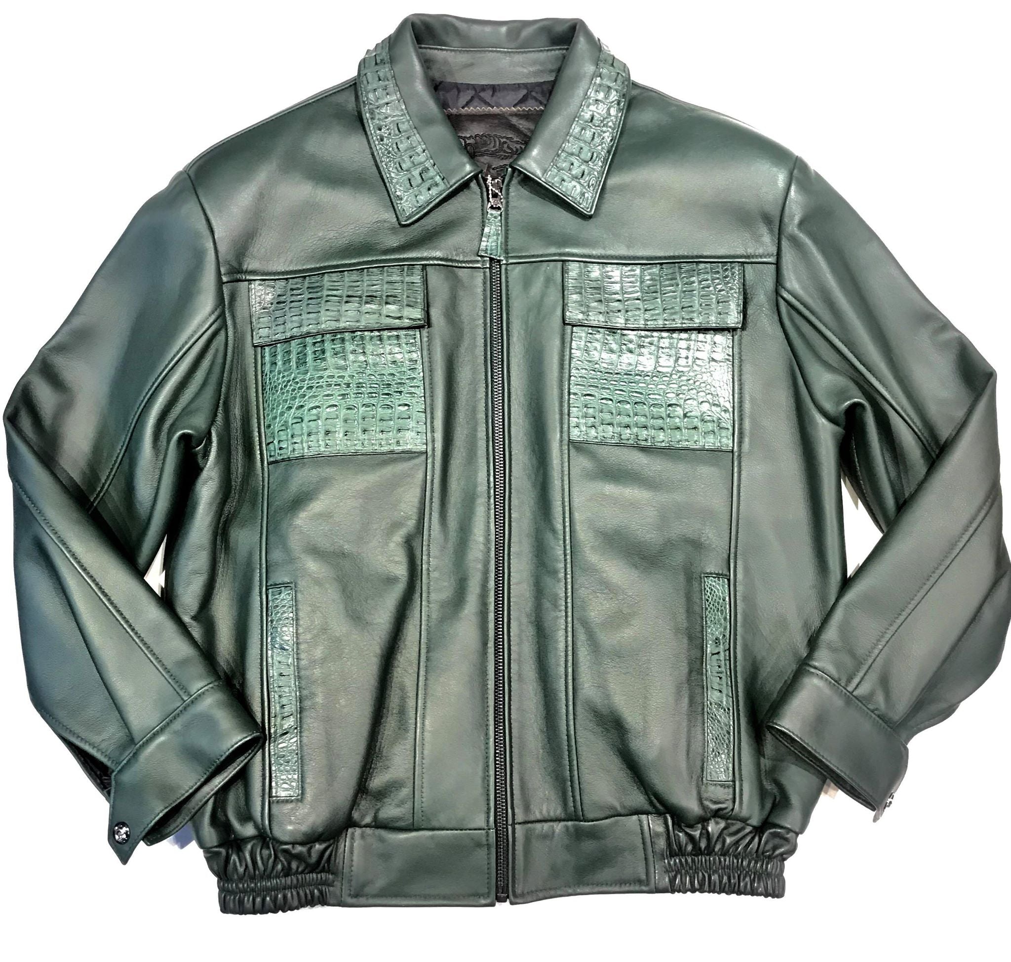 Kashani Forest Green Horn-Back Bomber Jacket - Dudes Boutique
