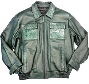 Kashani Forest Green Horn-Back Bomber Jacket - Dudes Boutique
