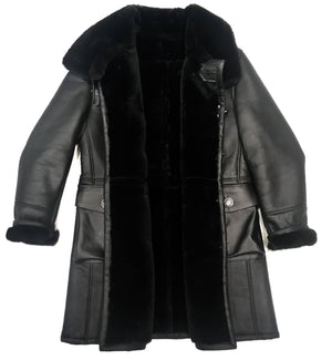 Kashani Black Duffel Long Trench Shearling Coat - Dudes Boutique