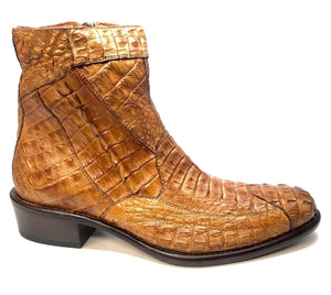 Calzoleria Toscana Cognac Hornback Alligator Ankle Boots - Dudes Boutique