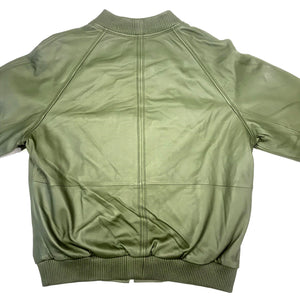 Kashani Olive Green Naked Lambskin Bomber Jacket - Dudes Boutique