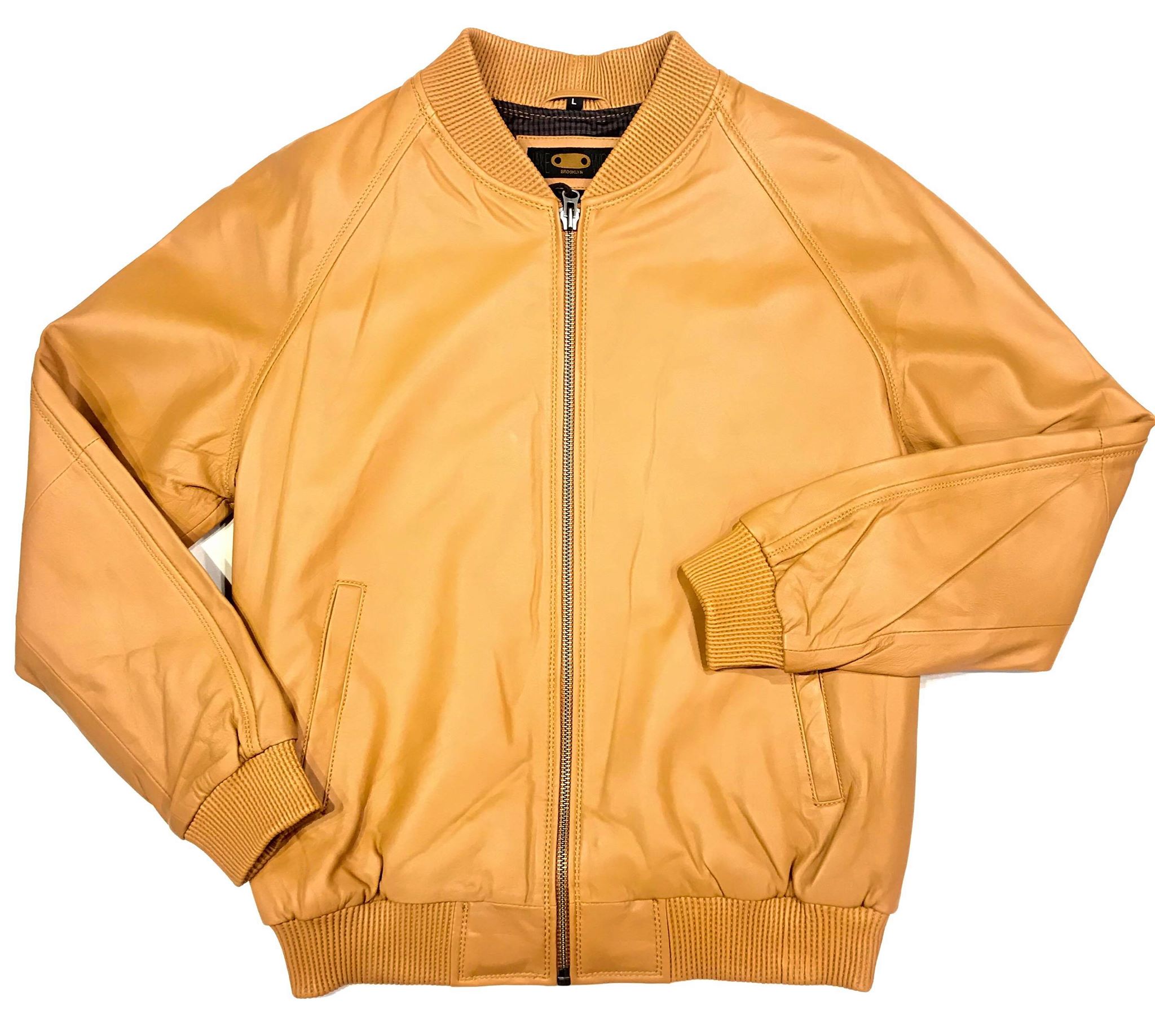 Kashani Beige Naked Lambskin Bomber Jacket - Dudes Boutique