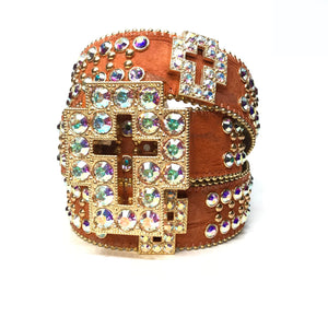 b.b. Simon 'Gold Cross' Crystal Belt - Dudes Boutique