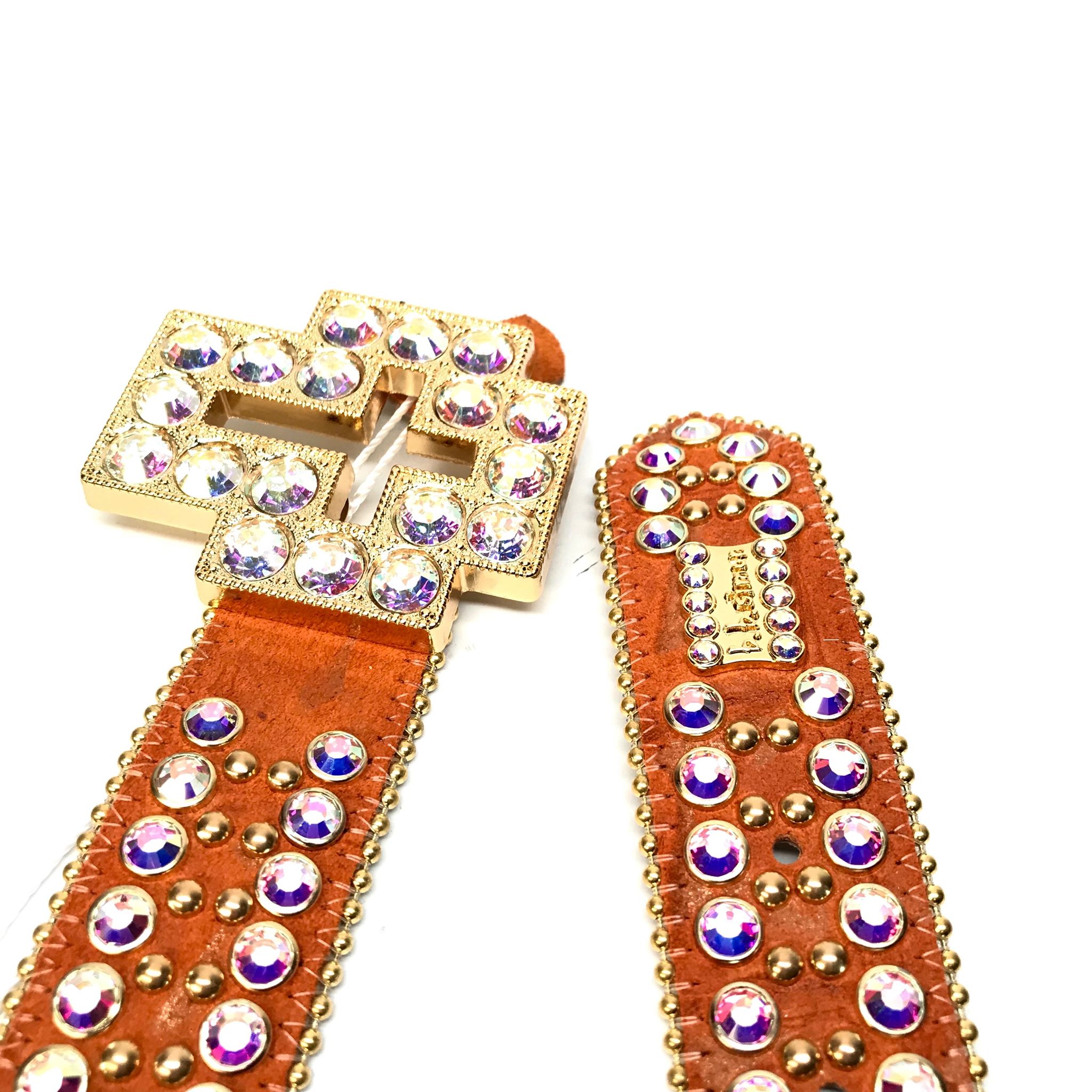 b.b. Simon 'Gold Cross' Crystal Belt - Dudes Boutique